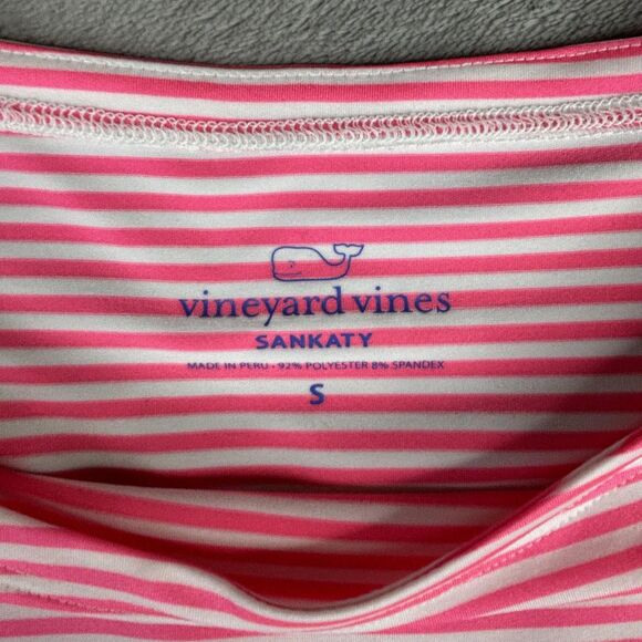 Vineyard Vines Shirt Womens Small Pink White Stripe Sankaty 3/4 Sleeve Nautical - Picture 4 of 10